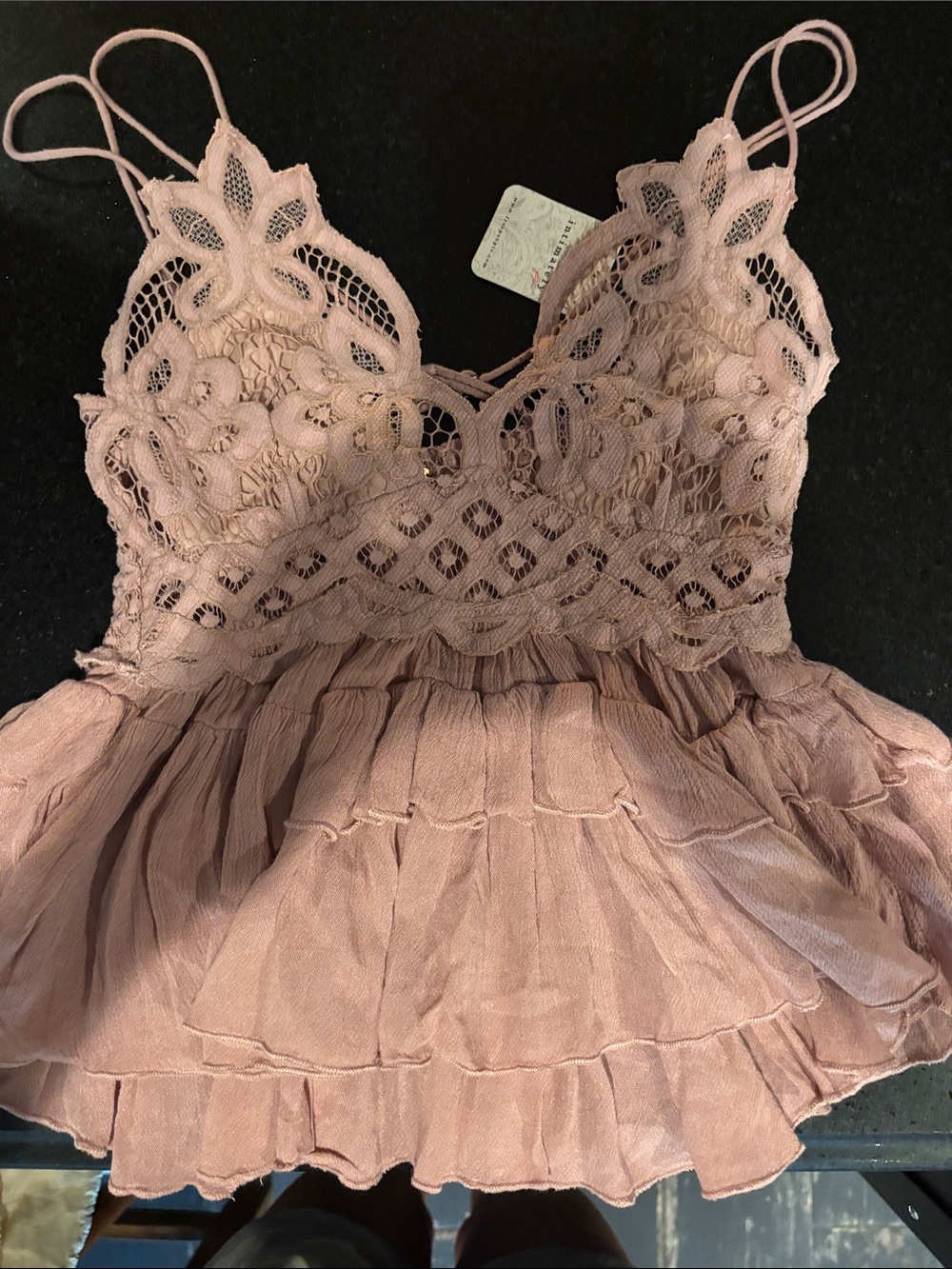 Free People Dusty Rose Lace Crop Cami intimately